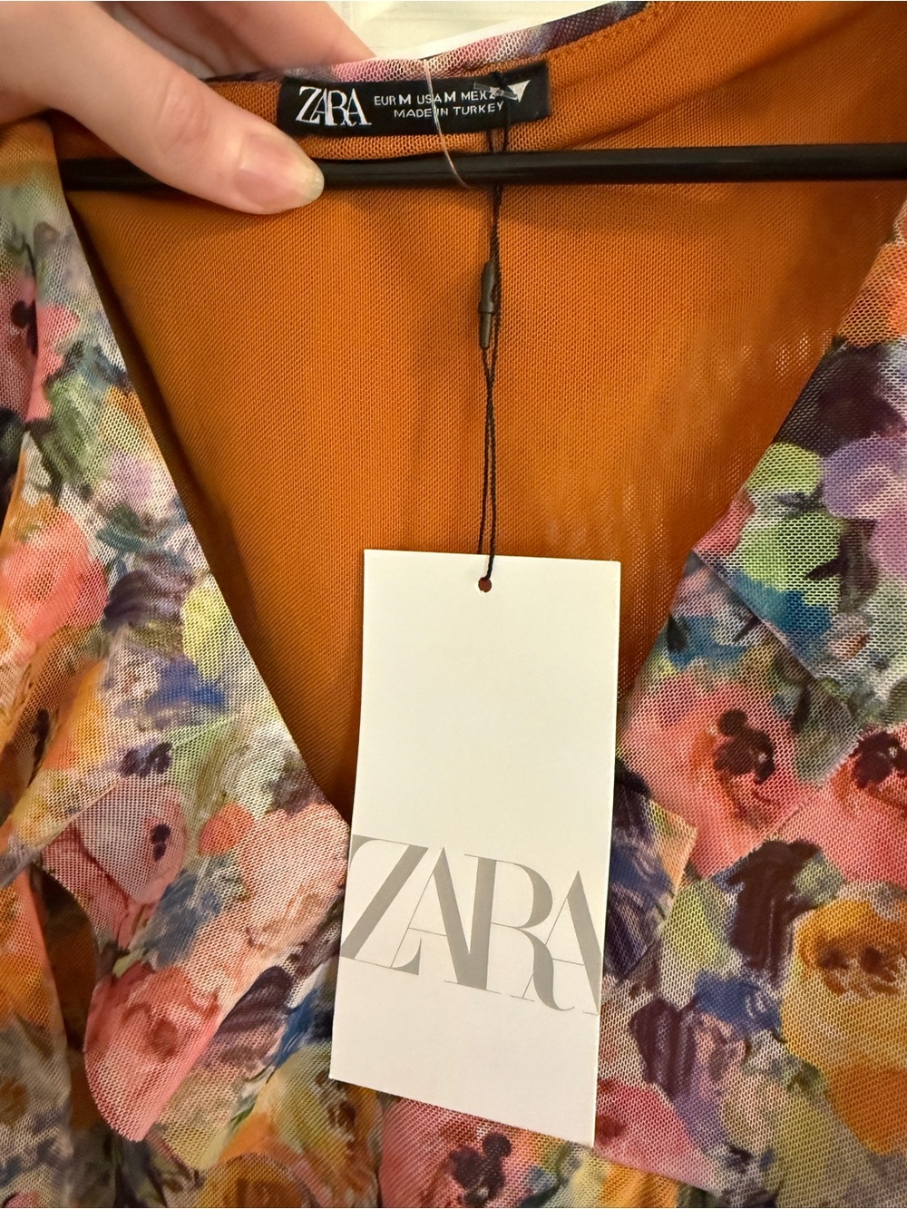 Zara Multicolor Floral Ruffle Mini Dress in Pink, Orange & Purple - Picture 6 of 8